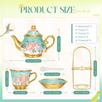Porcelain Tea Set with Metal Holder