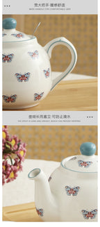 London Pottery 600ML butterfly Animal ceramic tetra tea pot infuser kettle tea maker