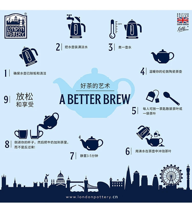 London Pottery 600ML butterfly Animal ceramic tetra tea pot infuser kettle tea maker