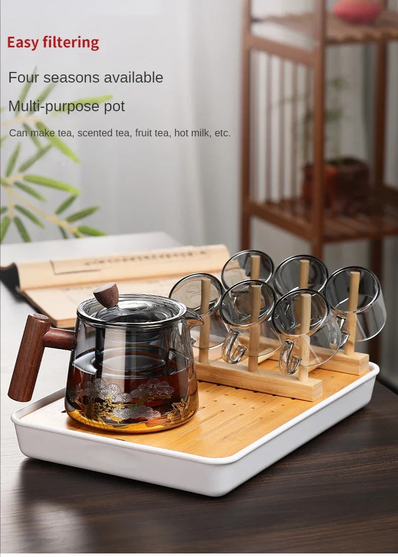 Hot Heat Resistant Glass Teapot With Stainless Steel Infuser