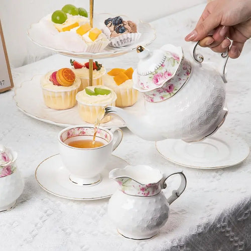 21pc Floral Porcelain Tea Set