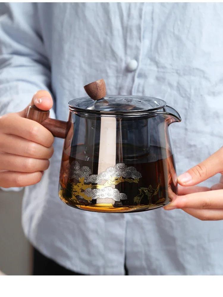 Hot Heat Resistant Glass Teapot With Stainless Steel Infuser