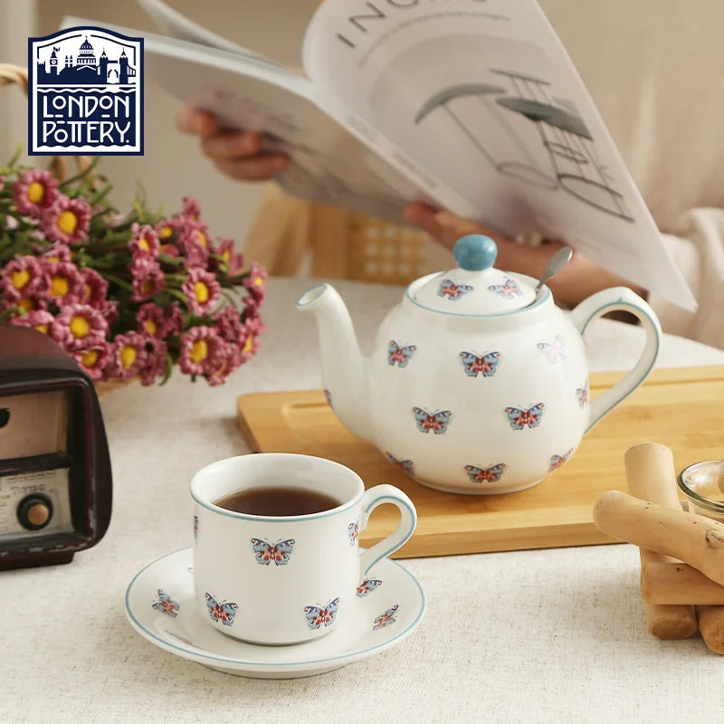 London Pottery 600ML butterfly Animal ceramic tetra tea pot infuser kettle tea maker