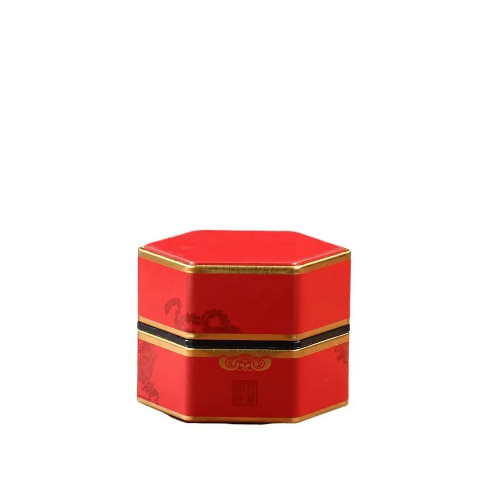 Hexagonal Tea Box Tinplate Tea Storage Tank Small Portable Sealed