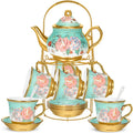 Porcelain Tea Set with Metal Holder