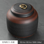 Porcelain Purple pottery tea can Sealed moisture-proof jar ceramic