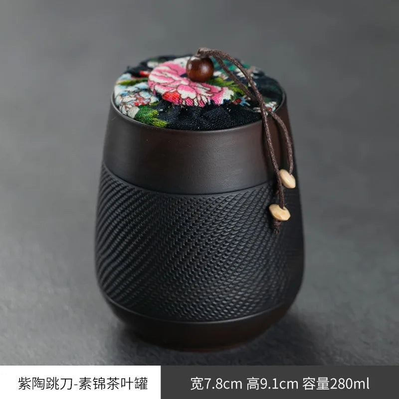 Porcelain Purple pottery tea can Sealed moisture-proof jar ceramic