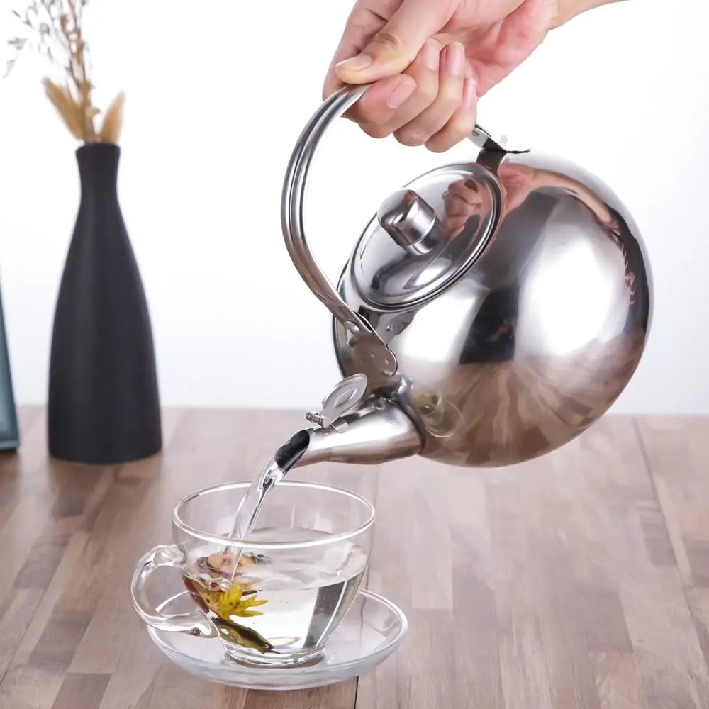 Teapot with Infuser Stainless Steel Tea Kettle Coffee Pot Portable Loose Leaf Hot Water Pot
