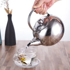 Teapot with Infuser Stainless Steel Tea Kettle Coffee Pot Portable Loose Leaf Hot Water Pot
