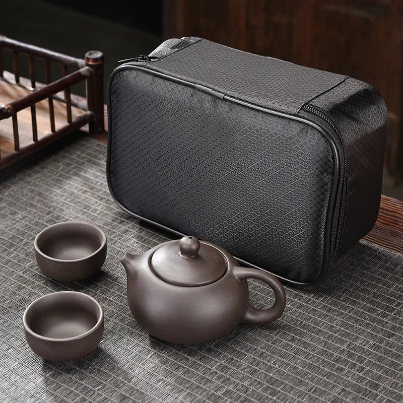 Purple Clay Travel Tea Set Outdoor Portable Kung Fu Tea Set Teas Infuser