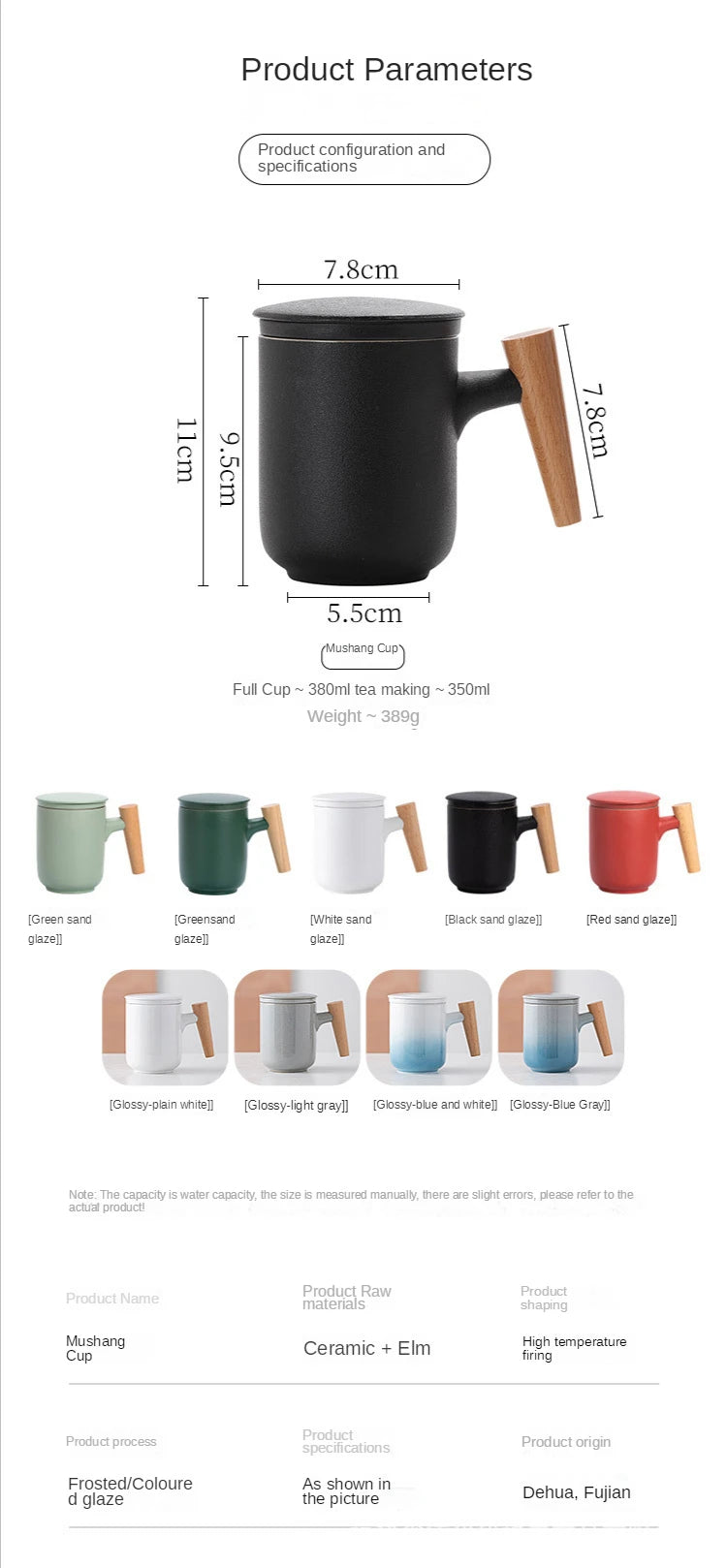 Tea Separation Mug Ceramic Frosted Tea Cup  Wooden Handle Mug With Lid Filtration