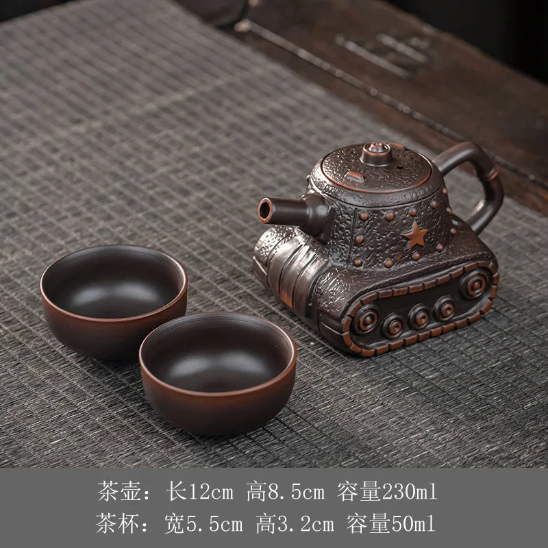 Purple Pottery Teapot Vintage Tea Infuser Pot Tea Soaking Kettle With Strainer Set