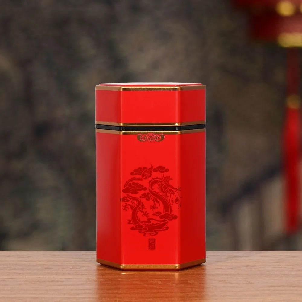 Hexagonal Tea Box Tinplate Tea Storage Tank Small Portable Sealed