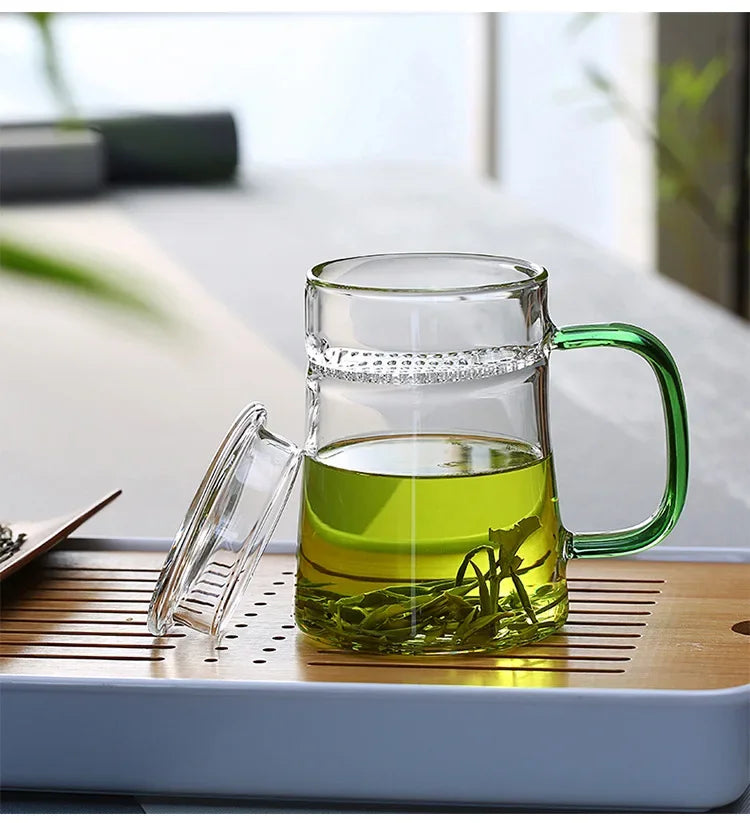 Heat-Resistant Glass Teacup with Filter