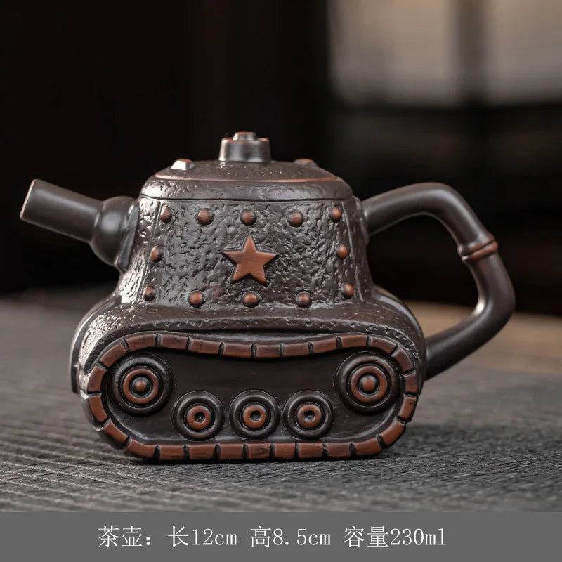 Purple Pottery Teapot Vintage Tea Infuser Pot Tea Soaking Kettle With Strainer Set