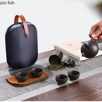 Purple Clay Travel Tea Set Outdoor Portable Kung Fu Tea Set Teas Infuser