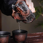 Ceramics Dragon Hand-held Pot Portable Travel Tea Set One Pot and Two Cups Kung Fu