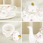 21pc Gold Vine Porcelain Tea Set