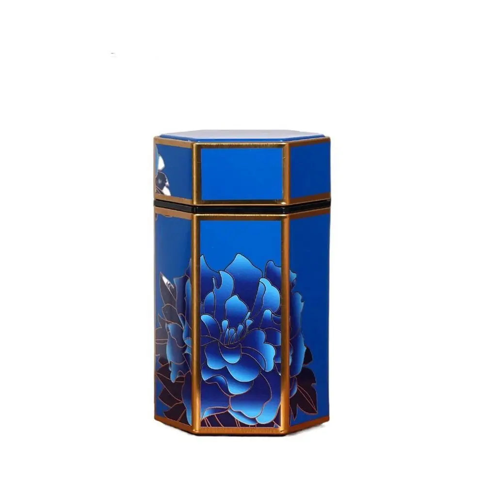 Hexagonal Tea Box Tinplate Tea Storage Tank Small Portable Sealed