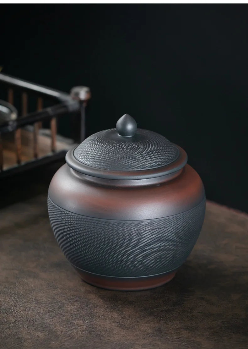 Porcelain Purple pottery tea can Sealed moisture-proof jar ceramic