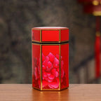 Hexagonal Tea Box Tinplate Tea Storage Tank Small Portable Sealed