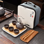 Purple Clay Travel Tea Set Outdoor Portable Kung Fu Tea Set Teas Infuser
