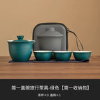 Glass Ceramic Travel Tea Set Portable Outdoor Teas  One Pot Two Cups Teas