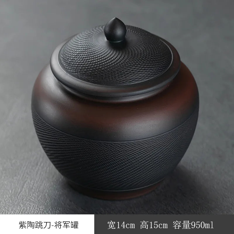 Porcelain Purple pottery tea can Sealed moisture-proof jar ceramic