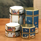 Hexagonal Tea Box Tinplate Tea Storage Tank Small Portable Sealed