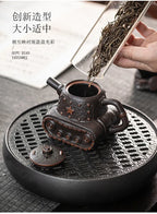 Purple Pottery Teapot Vintage Tea Infuser Pot Tea Soaking Kettle With Strainer Set