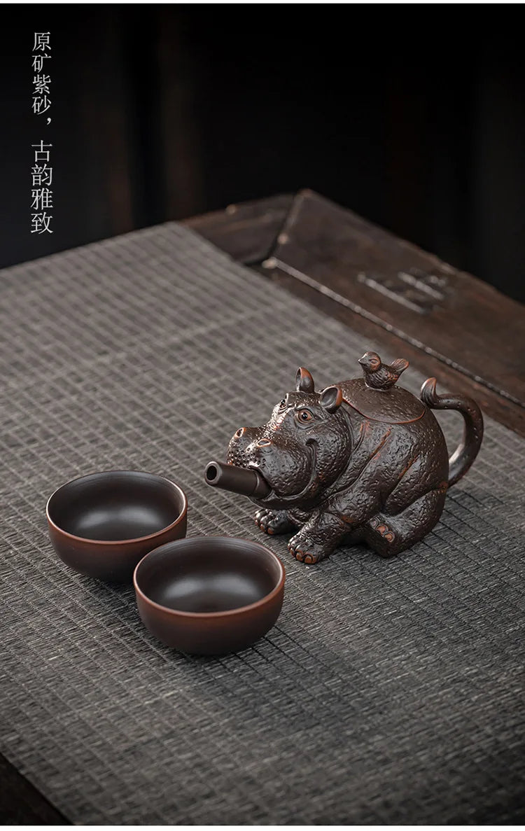 Purple Pottery Teapot Vintage Tea Infuser Pot Tea Soaking Kettle With Strainer Set