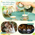 Porcelain Tea Set with Metal Holder