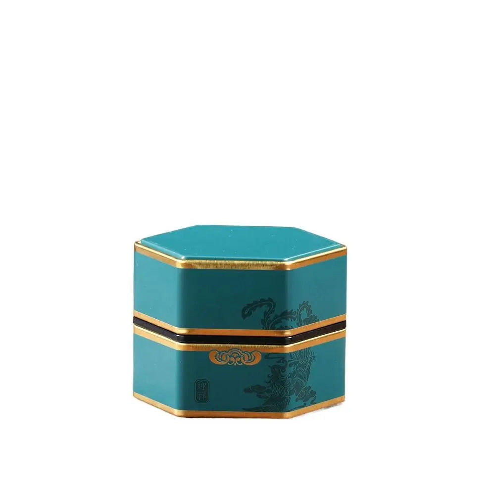 Hexagonal Tea Box Tinplate Tea Storage Tank Small Portable Sealed