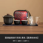 Glass Ceramic Travel Tea Set Portable Outdoor Teas  One Pot Two Cups Teas