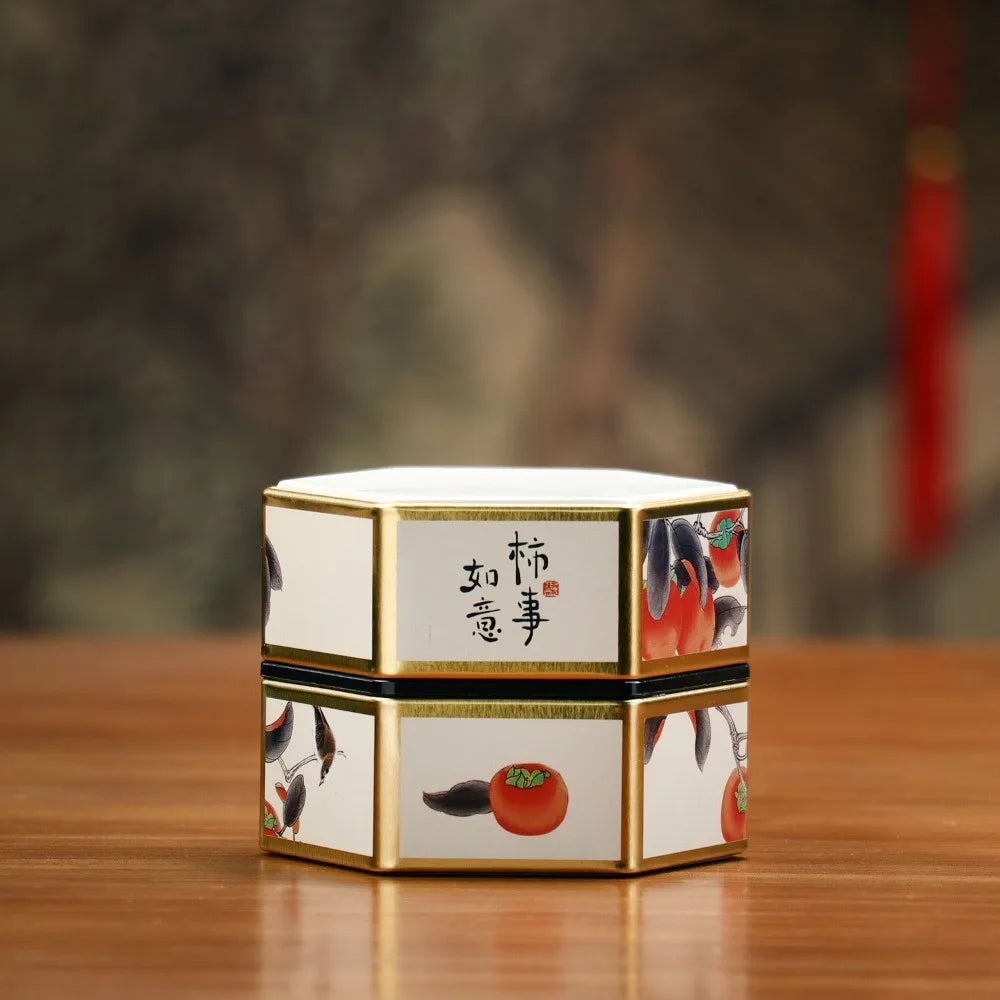 Hexagonal Tea Box Tinplate Tea Storage Tank Small Portable Sealed