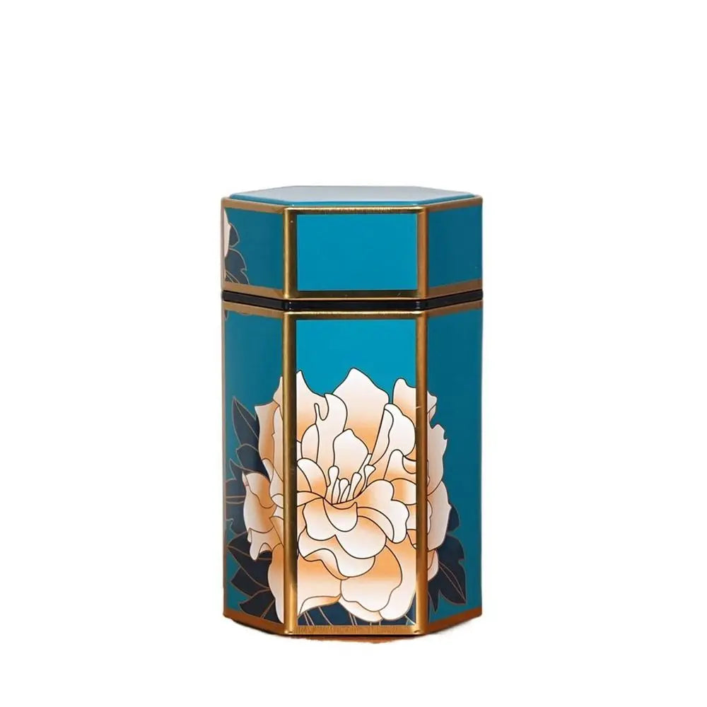 Hexagonal Tea Box Tinplate Tea Storage Tank Small Portable Sealed