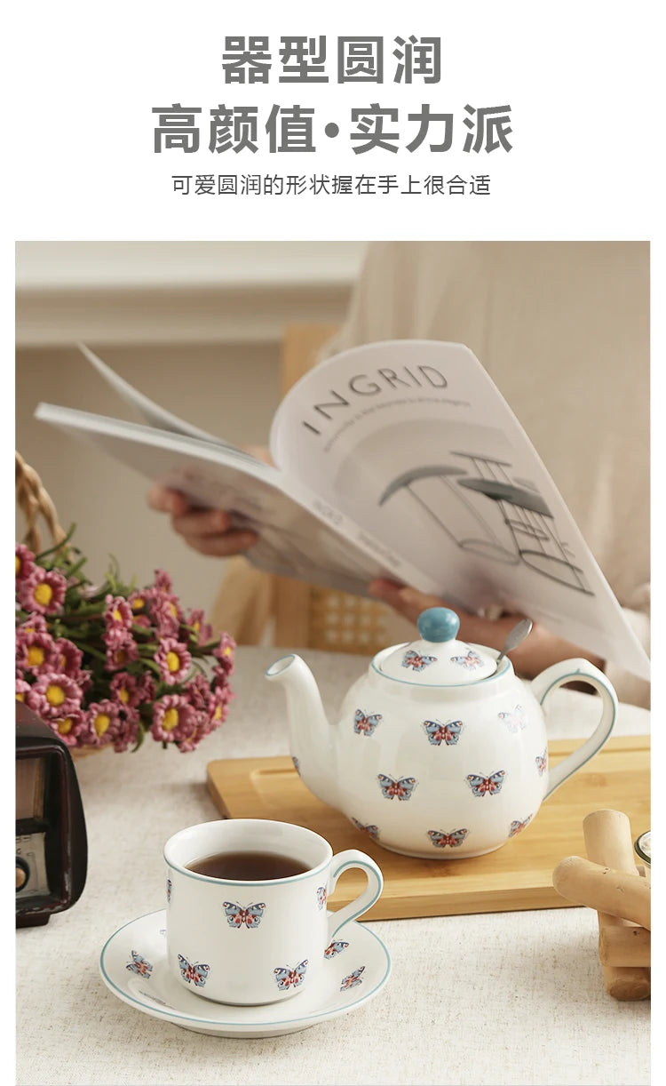London Pottery 600ML butterfly Animal ceramic tetra tea pot infuser kettle tea maker