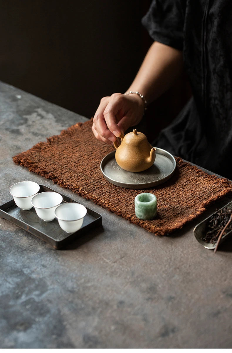 Tea mat, pure handmade table runner, pure cotton, thick coarse dry soaking