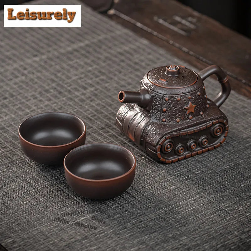 Purple Pottery Teapot Vintage Tea Infuser Pot Tea Soaking Kettle With Strainer Set