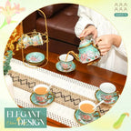 Porcelain Tea Set with Metal Holder