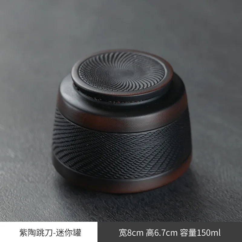 Porcelain Purple pottery tea can Sealed moisture-proof jar ceramic