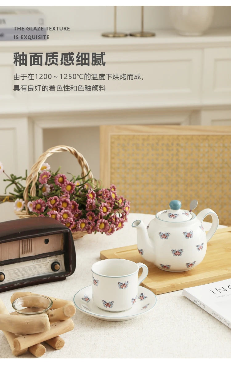 London Pottery 600ML butterfly Animal ceramic tetra tea pot infuser kettle tea maker