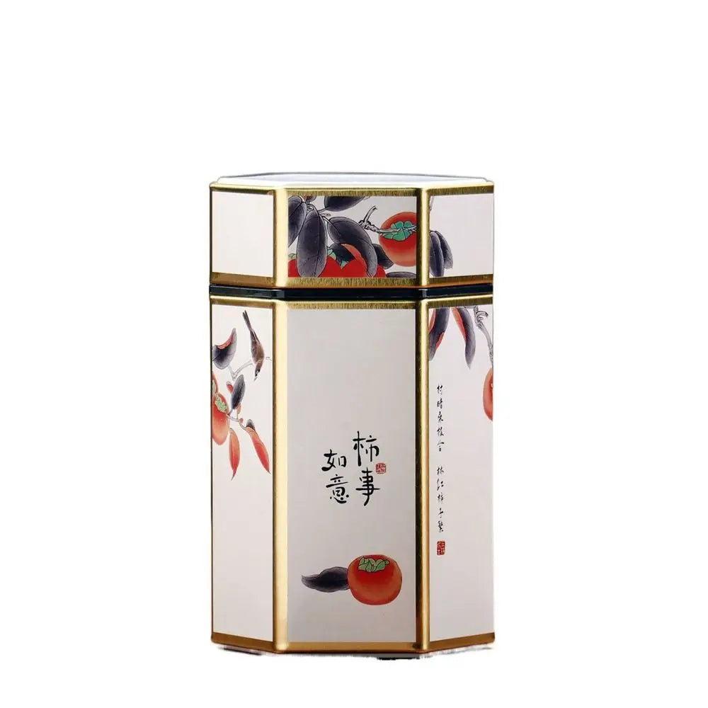 Hexagonal Tea Box Tinplate Tea Storage Tank Small Portable Sealed