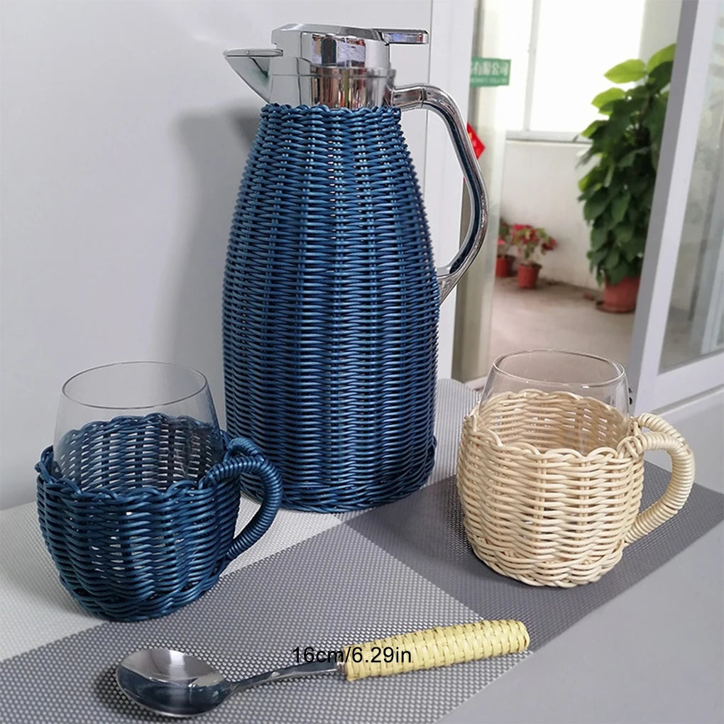 Serve Tea In Style Elegant Rattan Thermos Tea Carafe