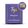 Tega Organic Tea Breakfast Tea package with 100 sachets on a white background