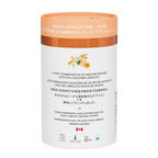 Peach Apricot Tea canister with orange lid on a white background