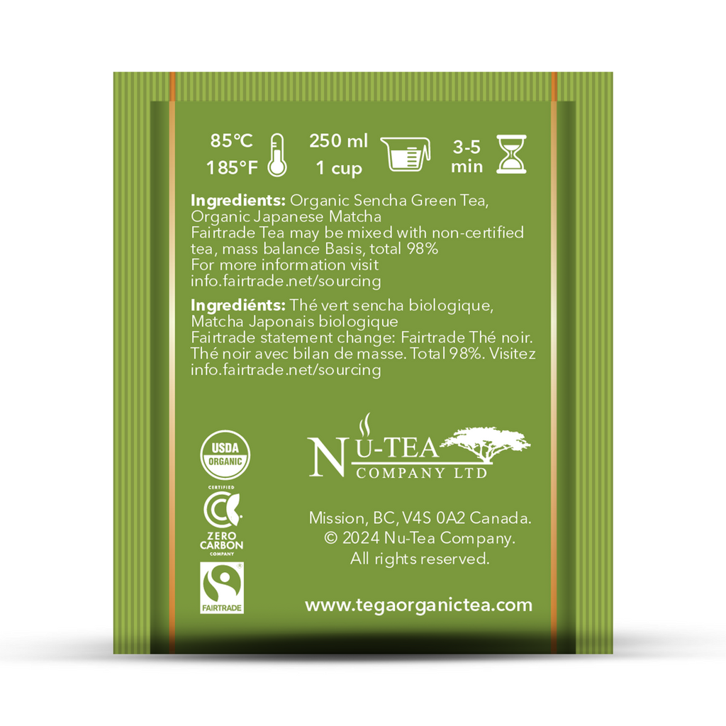 Nu-Tea Company tea package with green background and white text