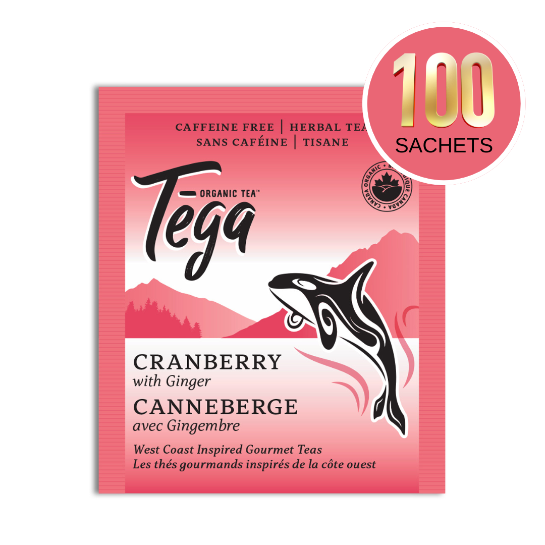 Tega Organic Tea Cranberry with Ginger package on a white background